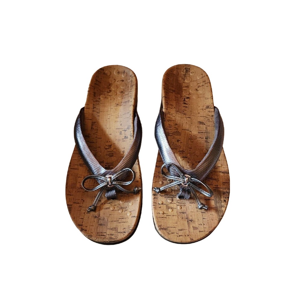 Vionic Women's Size 10 Silver Flip Flops Sandals cork footbed